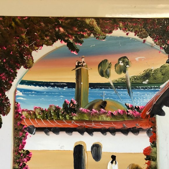 Hand painted tile art Mexico landscape scene on tile wall art - Picture 2 of 5